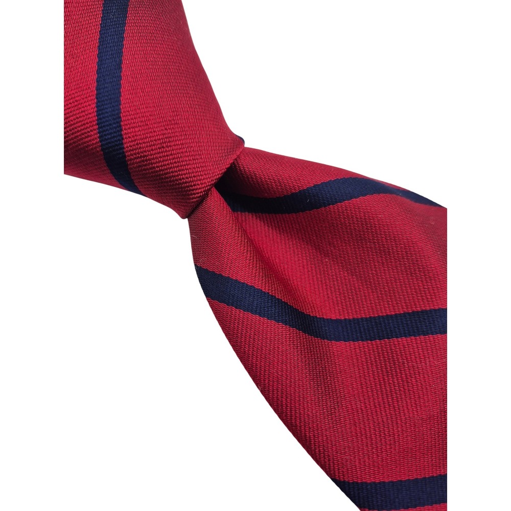 Polo Ralph Lauren Mens Red Navy Blue Silk Striped Pony Logo Tie VTG USA NWT